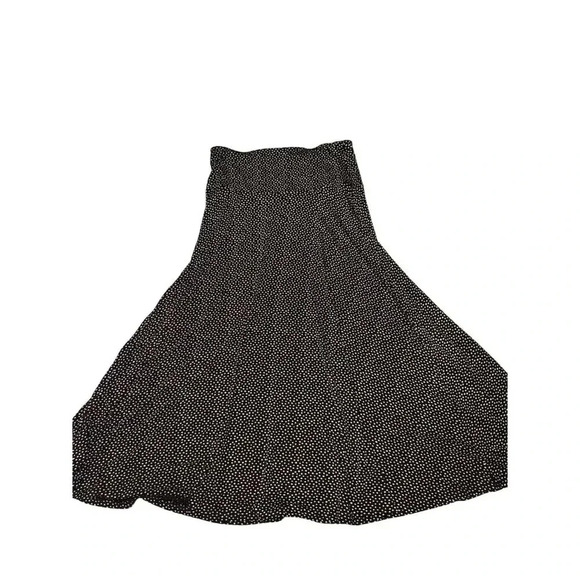 Women's Black & White Polka Dot Maxi Skirt Size M Casual Long Stretchy Wide Band - Picture 8 of 11